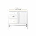 James Martin Vanities Addison 36in Single Vanity, Glossy White w/ 3 CM Eternal Marfil Top E444-V36-GW-3EMR